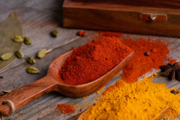 istock Red Chilli powder & Turmeric Powder - Indian spices 1156677753