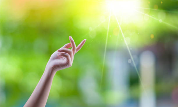 istock Woman hand natural backdrop  beautiful 1156680127