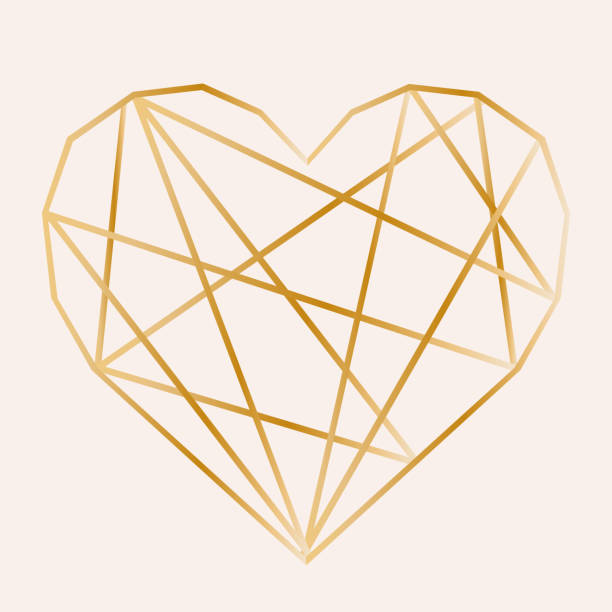 istock Golden heart made of geometric lines on a pink background 1156682689