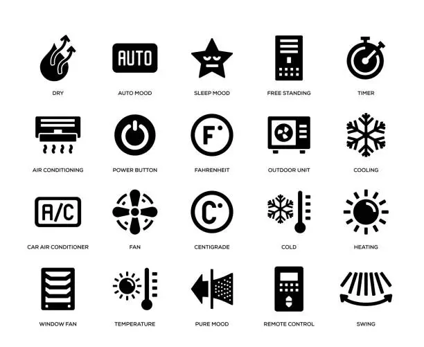 Vector illustration of Air Conditioning Icon Set