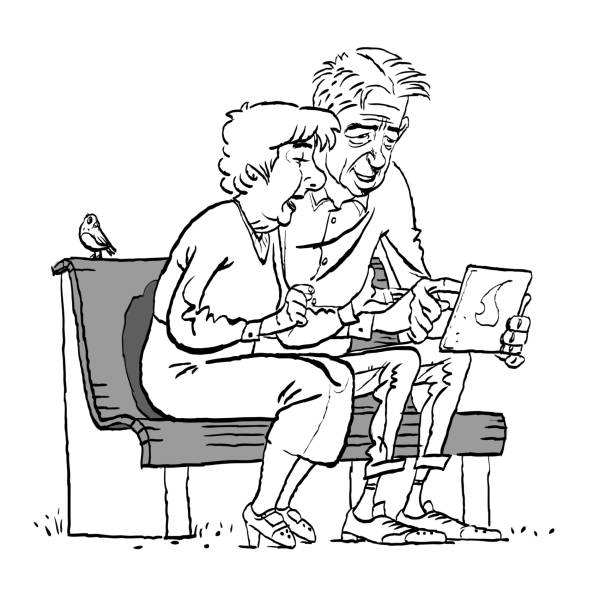 istock Elderly couple husband and wife sitting on couch watching tablet 1156686848