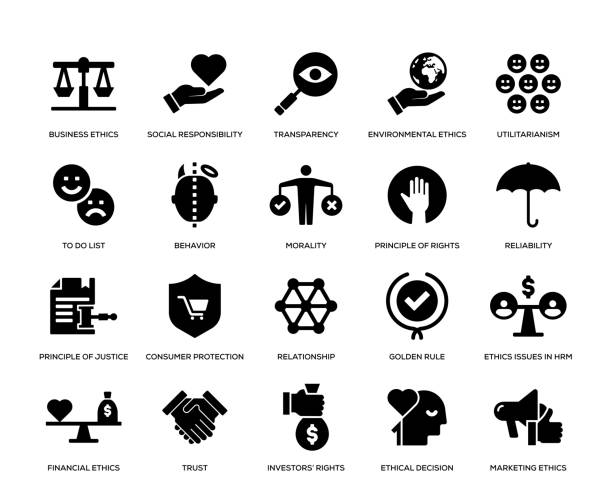 ilustrações de stock, clip art, desenhos animados e ícones de business ethics icon set - direitos humanos