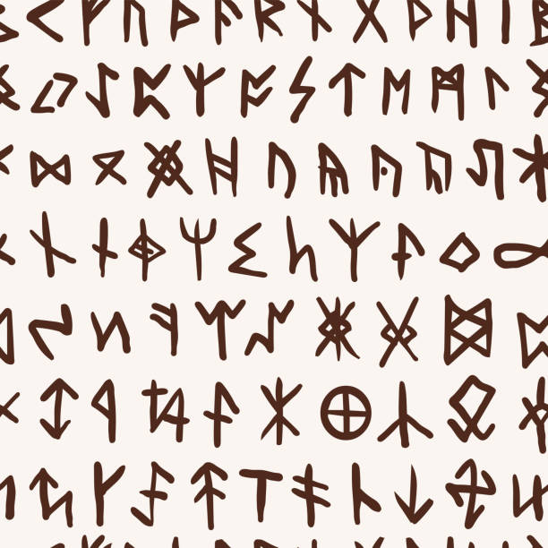 Seamless pattern of Runes. Esoteric Symbols Vector seamless pattern of Ancient Runes. Esoteric Symbols runes stock illustrations