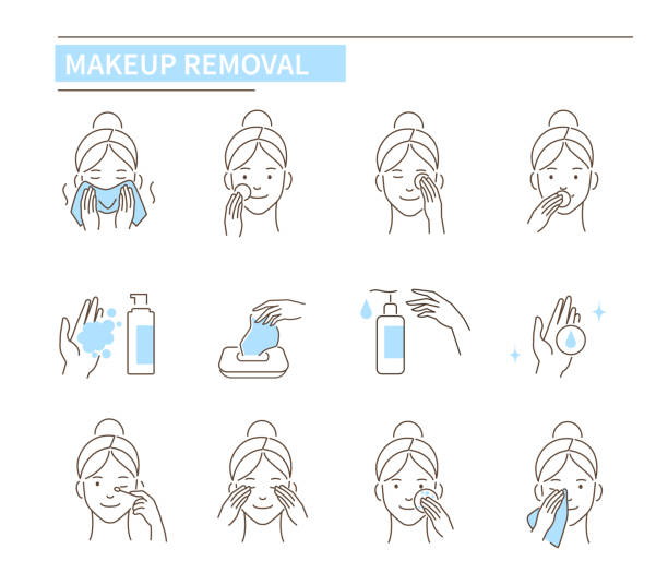 ilustrações de stock, clip art, desenhos animados e ícones de make up removal - facial cleanser