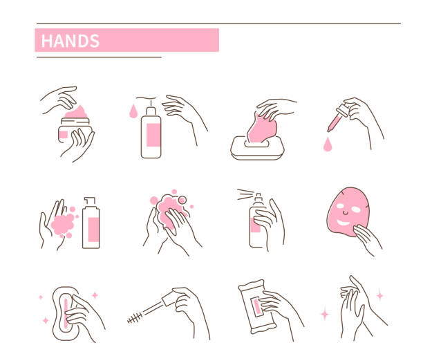 ręce - human face rubbing women beauty treatment stock illustrations