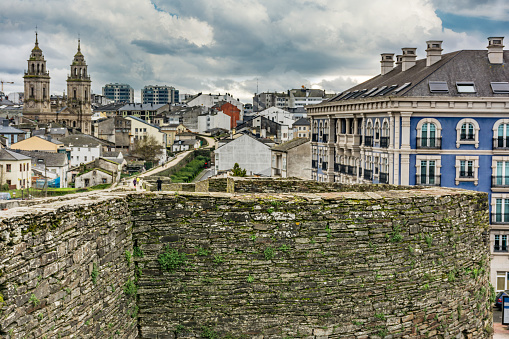 La muralla romana de Lugo rodea el centro histórico de la ciudad gallega de Lugo en la provincia del mismo nombre en España photo