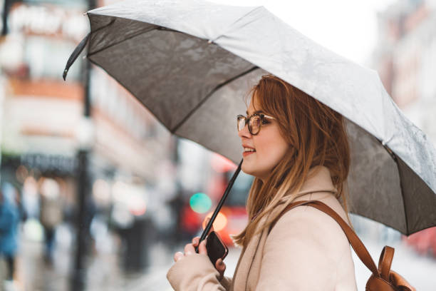 istock Girl under umbrella in London 1156694045