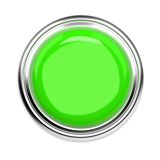 istock Green push button. Alarm sign, top view. 3d rendering illustration isolated 1156696245