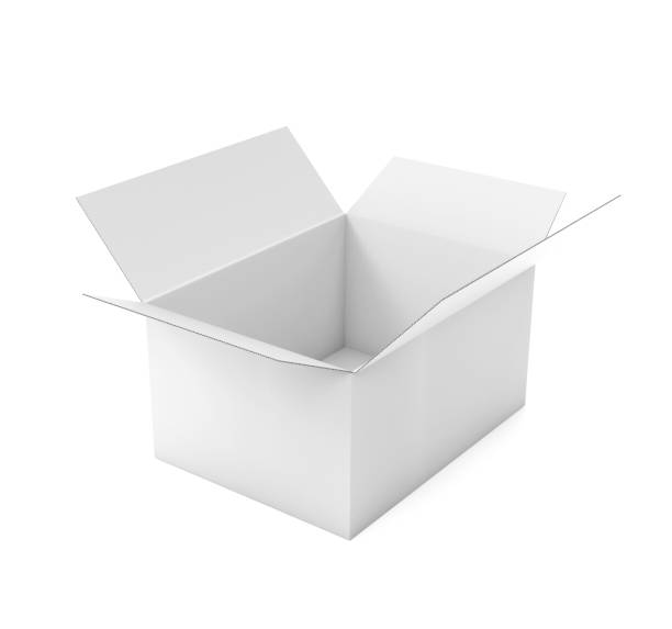istock Open white corrugated carton box mock up. Big shipping packaging. 3d rendering illustration isolated 1156696262