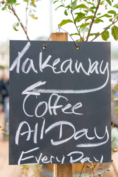 istock Takeaway coffee sign written with chalk on blackboard 1156697514