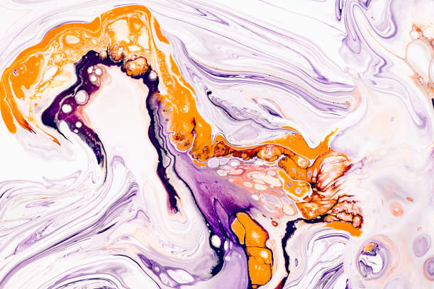 istock Purple and orange vibrant abstract marbled texture. Luxurious granite, natural stone wave pattern. 1156699501