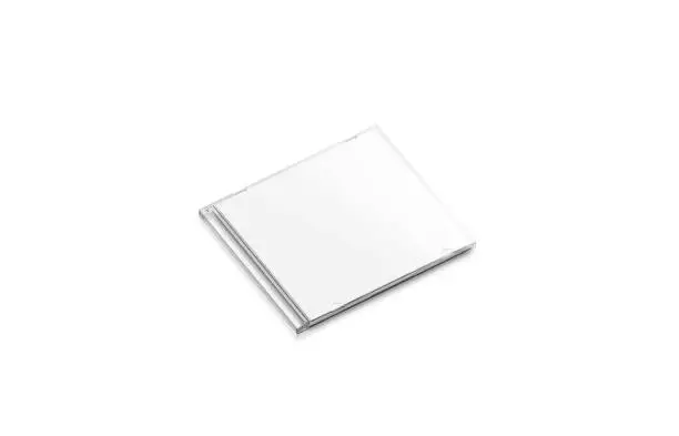 Blank white cd case mock up closed, side view, isolated, 3d rendering. Empty compact disk with movie mockup. Clear dvd case for digital multimedia or software template.