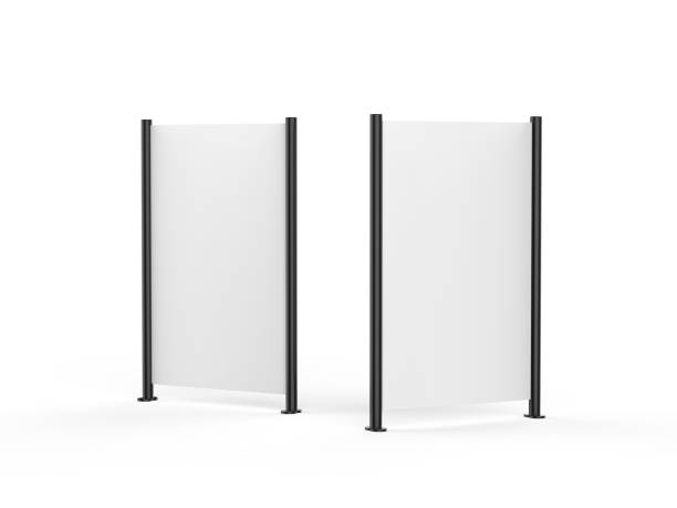 istock White blank empty high resolution Business roll up and standee banner display mock up template for your design presentation, 3d illustration 1156702455