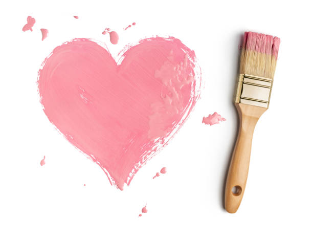 Perfect paintbrush with pink heart on white
