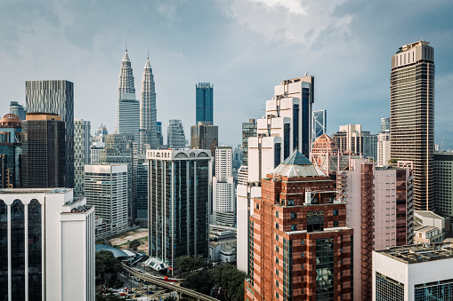 Cityscape of Kuala Lumpur, on the left Petronas Twin Towers.