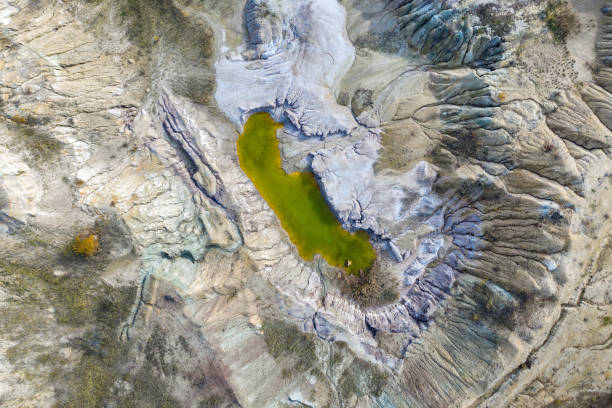 istock Aerial shot of opencast mine lake 1156708572