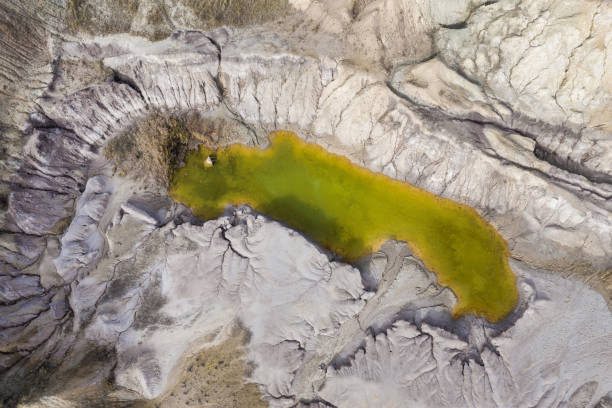 istock Aerial shot of opencast mine lake 1156708581