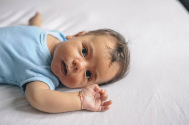 Portrait of newborn baby boy stock photo