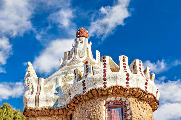 fragment of gingerbread house by gaudi. - l unesco imagens e fotografias de stock