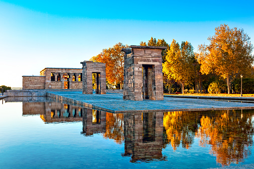 The most unusual attraction in Madrid - The   Temple of Debod. Parque del Oeste.