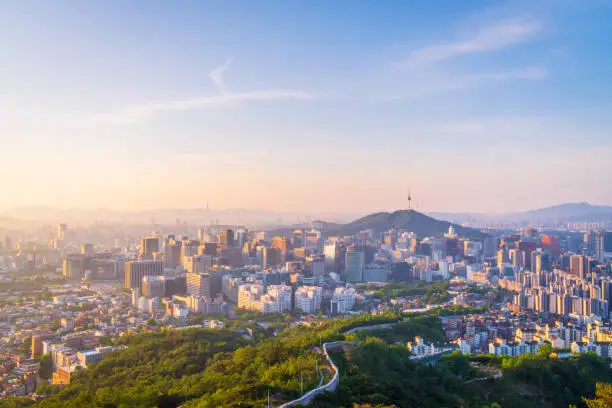 Sunrise of Seoul City Skyline,South Korea.