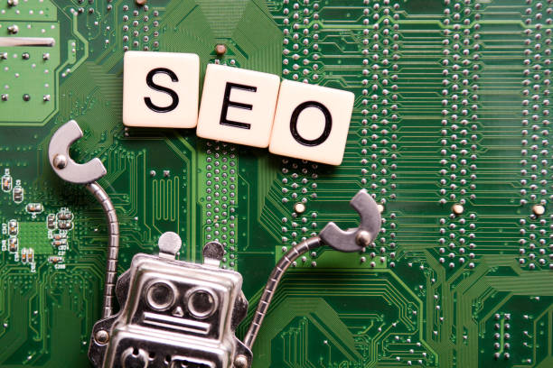 istock Increase web traffic to business website with SEO or SEM robot marketing tool 1156714582
