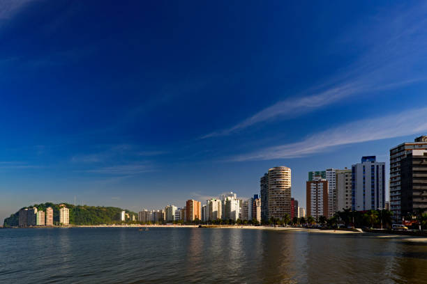 Edge of the city of São Vicente seen from the channel that separates the island from the mainland on the southeastern coast of Brazil