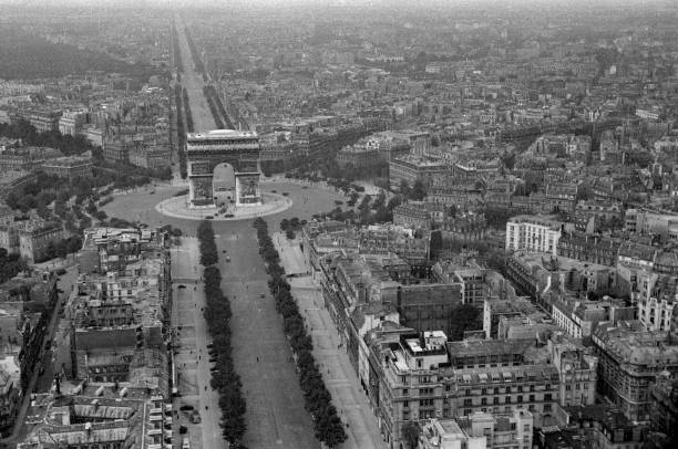aerial photo of Paris during world war 2 stock photo