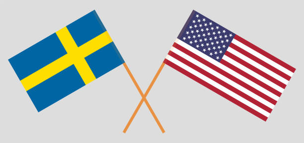 Sweden and USA. The Swedish and United States of America flags. Official colors. Correct proportion. Vector Sweden and USA. The Swedish and United States of America flags. Official colors. Correct proportion. Vector illustration betsy ross house stock illustrations