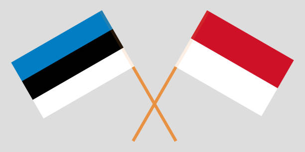 ilustrações, clipart, desenhos animados e ícones de indonésia e estónia. as bandeiras indonésias e estonianas. cores oficiais. proporção correta. vetor - estonia flag pennant baltic countries