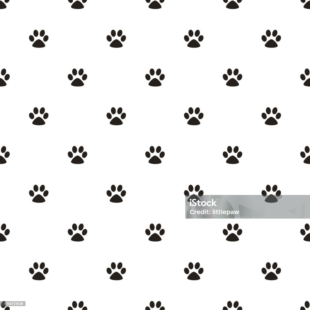 Cat Tread Pattern Cute Paw Seamless Pattern Cat Feet Steps Pet Design Texture For ...