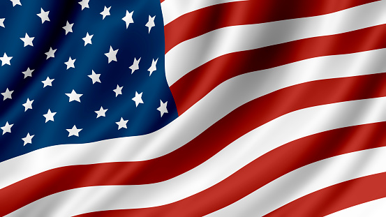 High resolution American waving flag close-up.