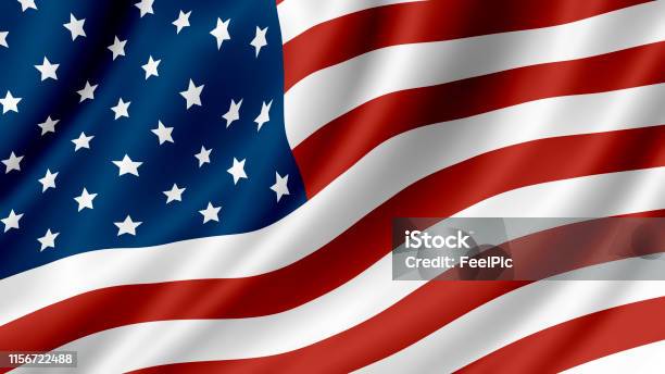 Usa Or American Flag Background Stock Photo - Download Image Now - American Flag, Waving - Gesture, Flag