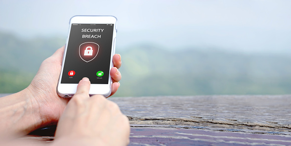 Security breach, smartphone screen,