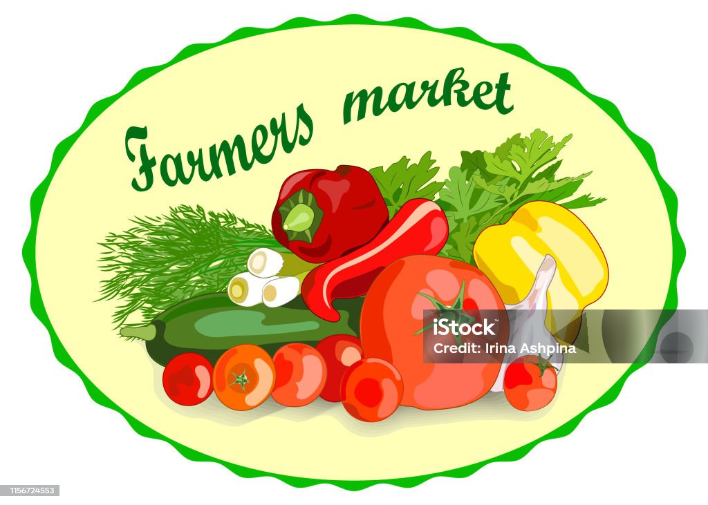 The harvest of vegetables farmers market. Colorful hand drawn vector illustration. The harvest of vegetables farmers market. Colorful hand drawn vector illustration Design stock vector