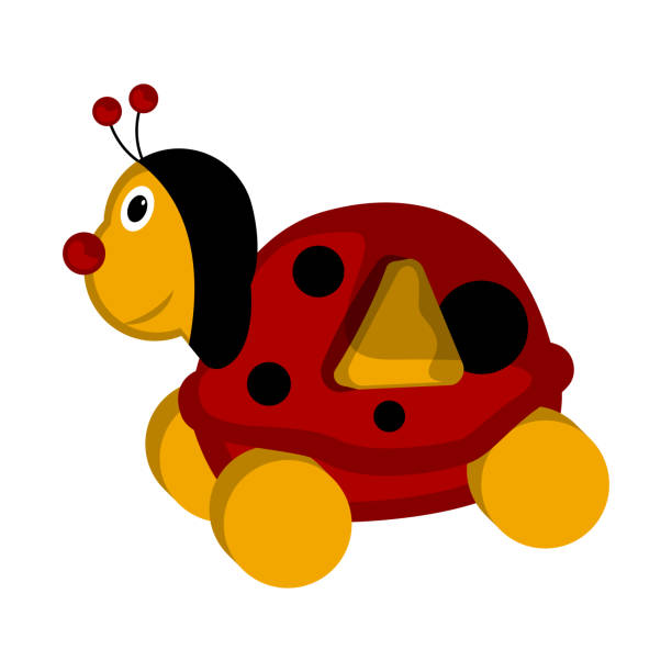 Isolated wooden ladybug toy shaped car Isolated wooden ladybug toy shaped car - Vector ladybug frame border clip art stock illustrations
