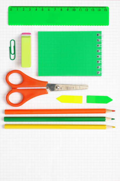 istock Colorful stationery set on white 1156745407