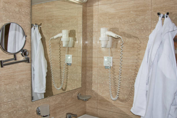 istock Rest in the hotel. Bathrobe in the bathroom. 1156751134
