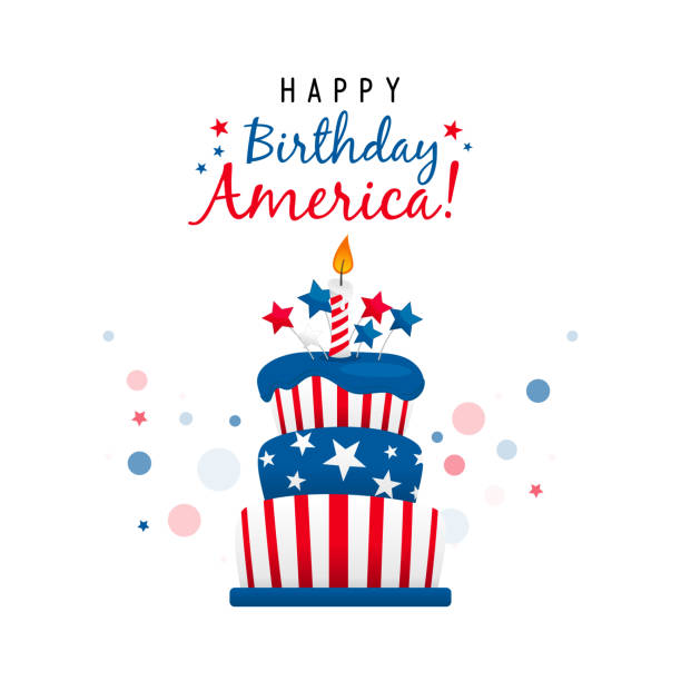 happy birthday america projekt wektora karty z życzeniami, usa cake. - fourth of july backgrounds cheerful happiness stock illustrations