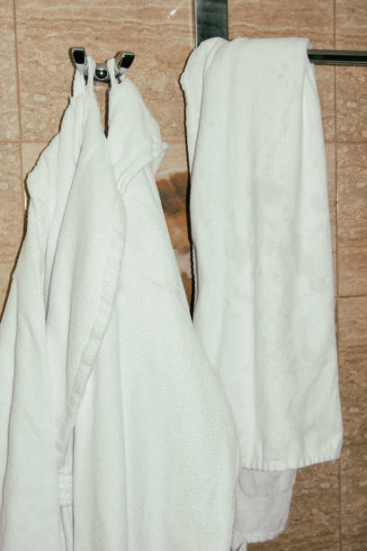 istock Rest in the hotel. Bathrobe in the bathroom. 1156751734