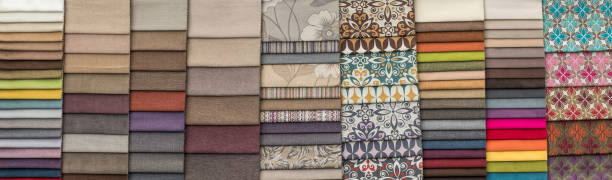 colorful background from colored upholstery fabric samples