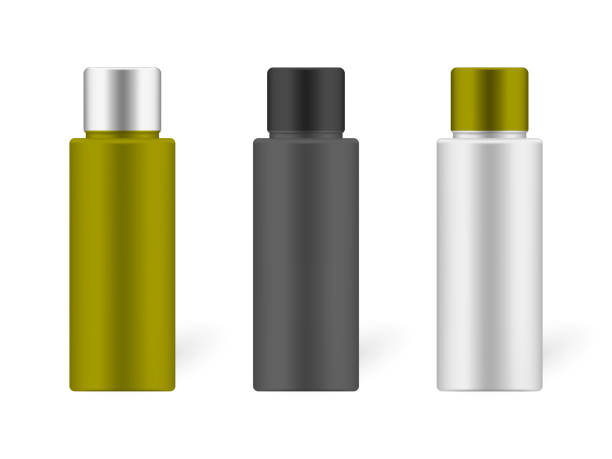 istock Cosmetic bottle with screw cap, realistic mockup set. Beauty skin care product packaging containers isolated on white background, vector template 1156753438