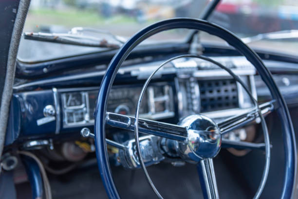 istock Interior view of classic vintage car 1156759576