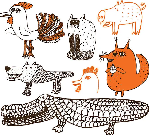 Vector illustration of Animal theme doodles