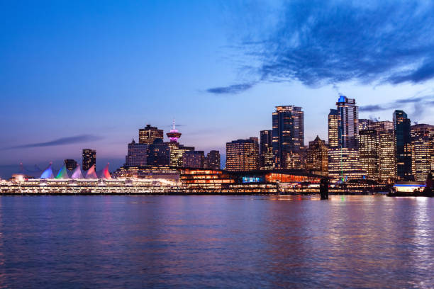 istock Vancouver Canada Place wide angle view at dusk 1156768753