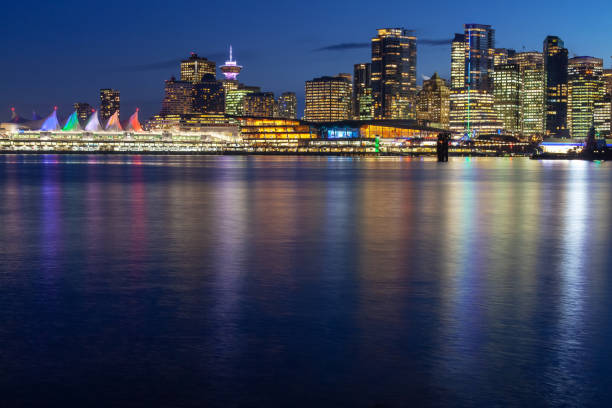 istock Water surface of Vancouver Harbor at downtown district at night 1156769711