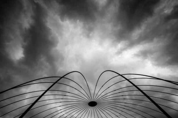 Dramatic sky with abstract shape and lines.