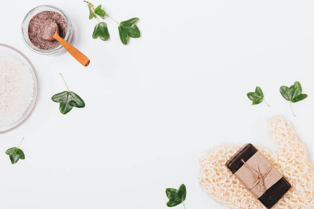 istock Flat lay frame of natural organic bath cosmetics 1156772440