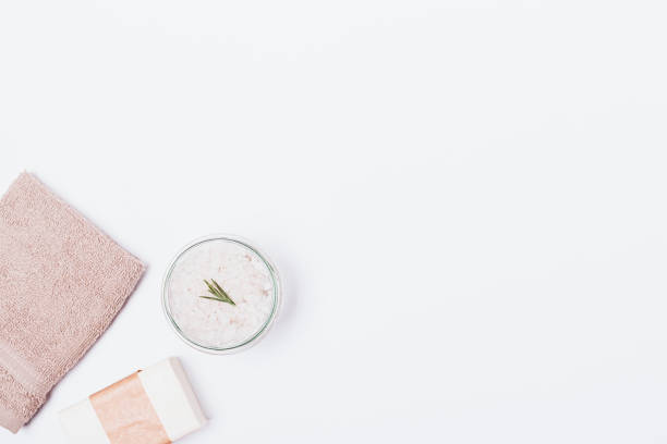 istock Flat lay spa background made of bath soap 1156772471