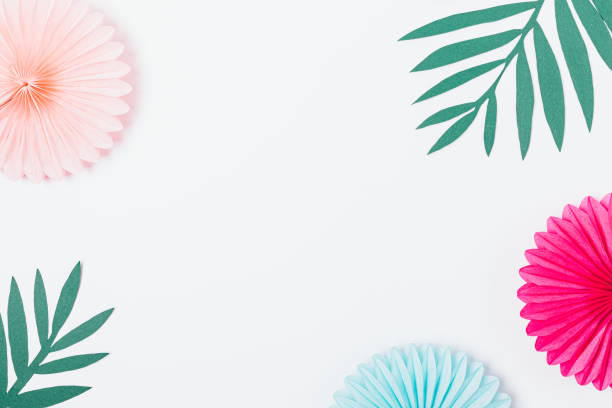 istock Paper cut palm tropical leaves 1156772479